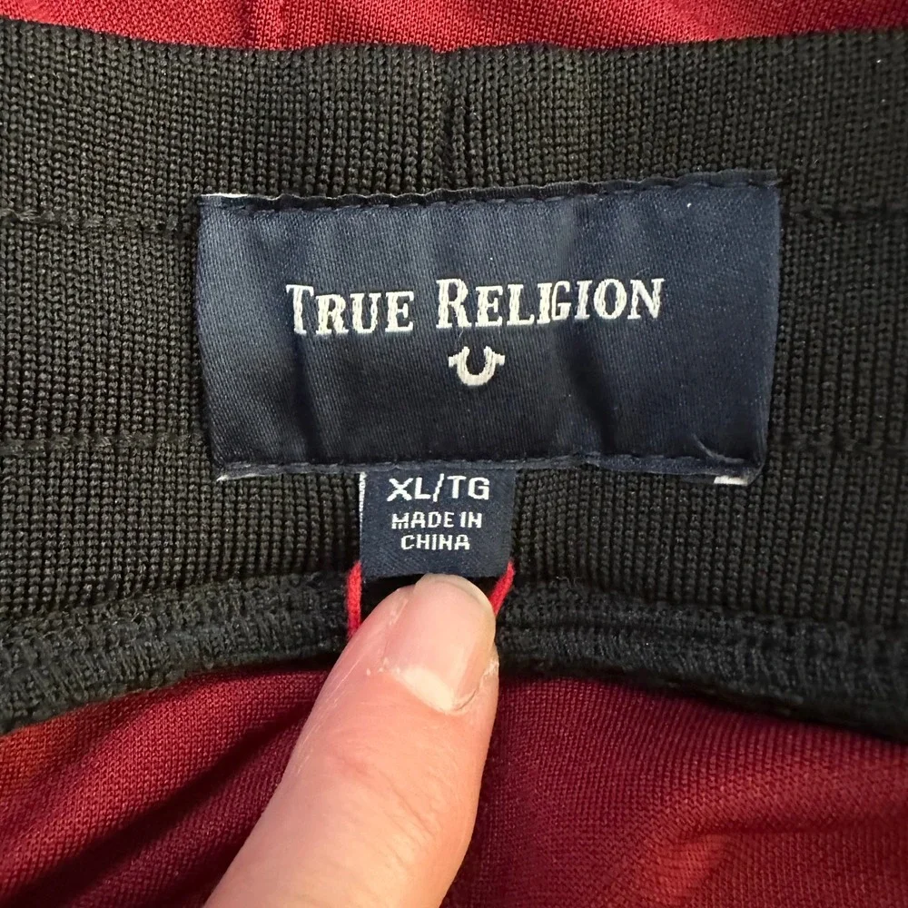 NEW True Religion‎ Mens Oxblood Silver Racer Inspired Joggers Active Bottoms XL